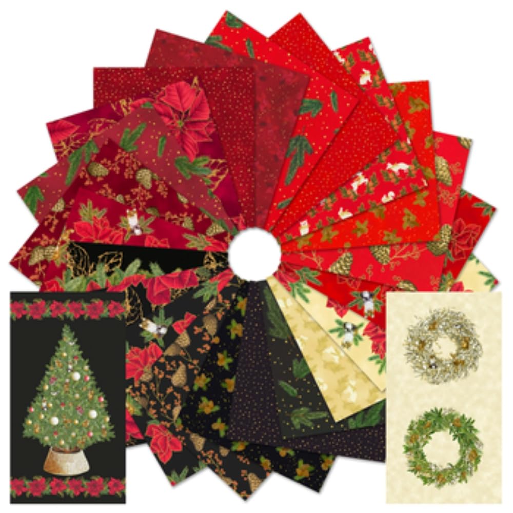 Holiday Flourish Forest Glen Crimson 21 Fat Quarters 2 Panels Robert Kaufman Fabrics FQ-2347-23