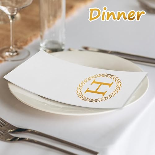 Miniatura 4 de 100 servilletas desechables con monograma de oro, toallas de mano decorativas con letra H, servilletas de cena para invitados, toallas de mano con