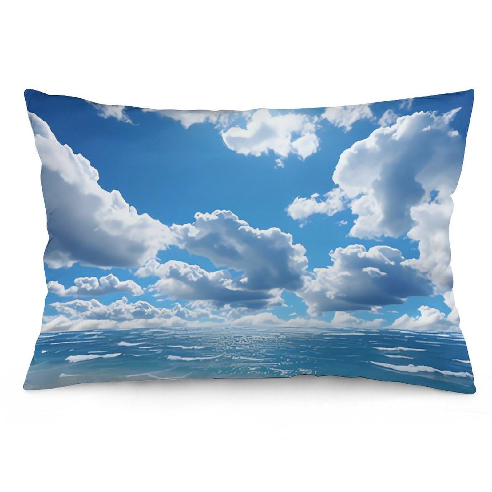 NTVOWPZO 2 Pack Decoration Throw Pillow Covers 12 "x20 Pillowcases Covers Ocean and White Cloud Pillowcases Modern Farmhouse Home Decor Sofa Cushions Covers for Couch Bed Living Room