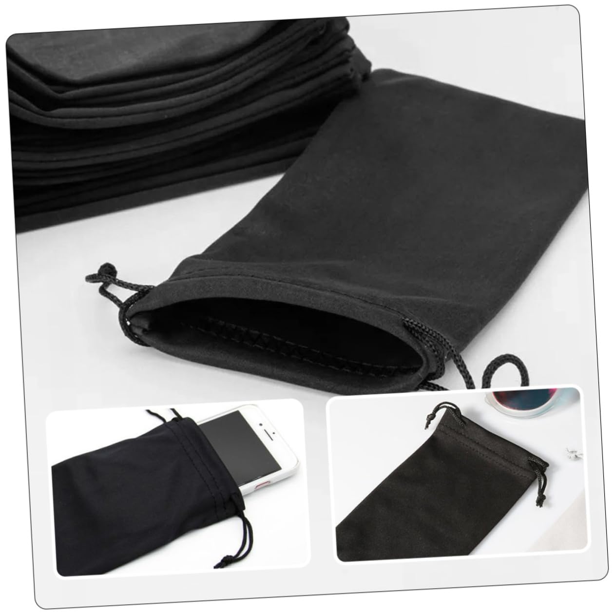 Abaodam 3 Sätze Aufbewahrungstasche Für Brillen Taschen Sonnenbrillenetui Schutzbrille Aufbewahrungsbeutel Für Brillen Goggle Brillenetuis Brillentragetasche Flanell Schwarz 25 Stück * 3