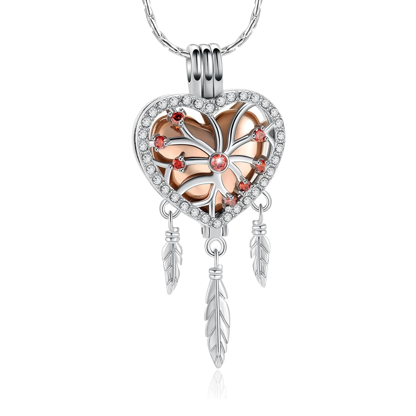 Hearbeingt Cremation Jewelry Dream Catcher Urn Pendant Necklaces for Ashes with Hollow Keepsake Tree of Life Memorial Locket Jewelry for Ashes of Loved One