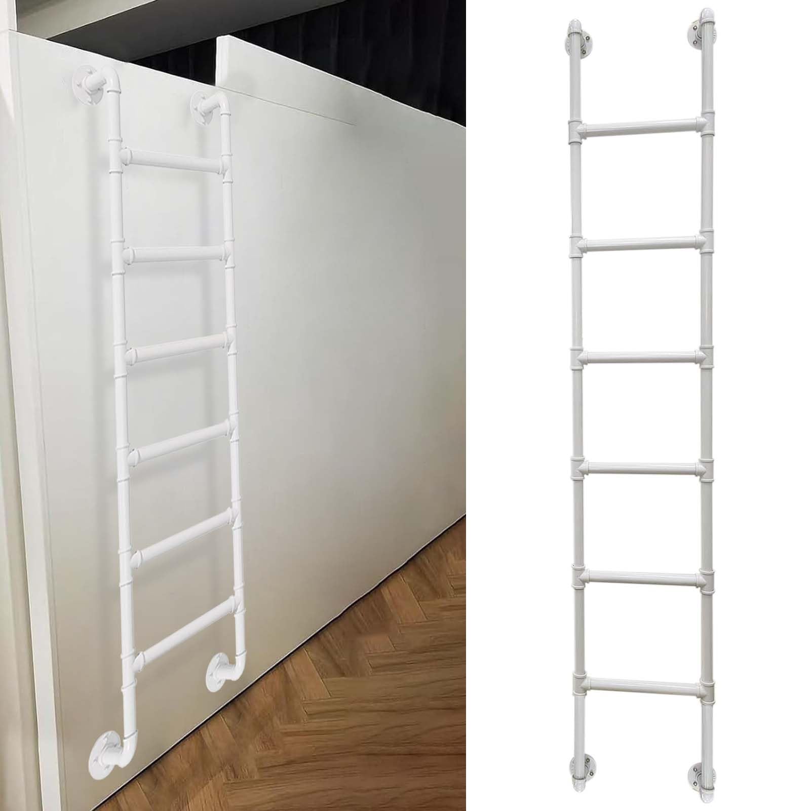 MXXQRHF Basement Egress Ladder 100300cmFire Escape WallMounted Metal Ladder for Attic Bunk Beds Decks RVs & LibrariesAdjustable Height 220cm/87in