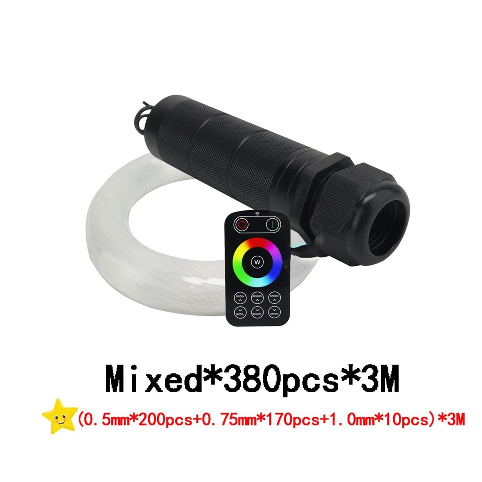 Dc12v 6w rgb Luces de estrella del techo coche DIRIGIÓ Kits luz fibra óptica mezclado380-460pcs con toque RF Alta Eficiencia(0.75mm 200pcs 2m)