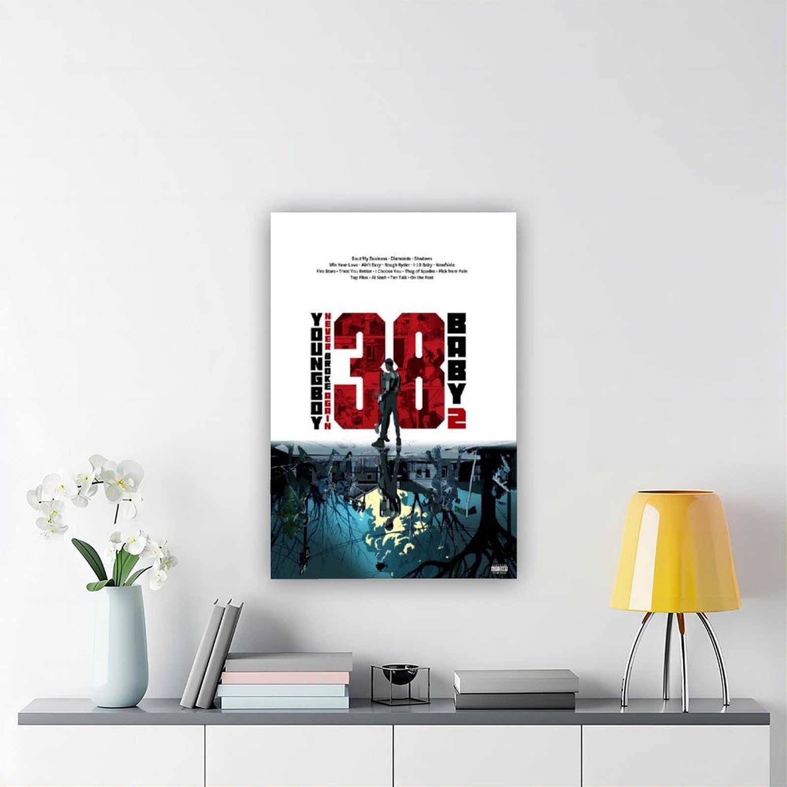 PUOGRD YoungBoy - Poster con download digitale, 38 album Baby 2, copertina di album musicali, decorazione da parete, decorazione per ufficio