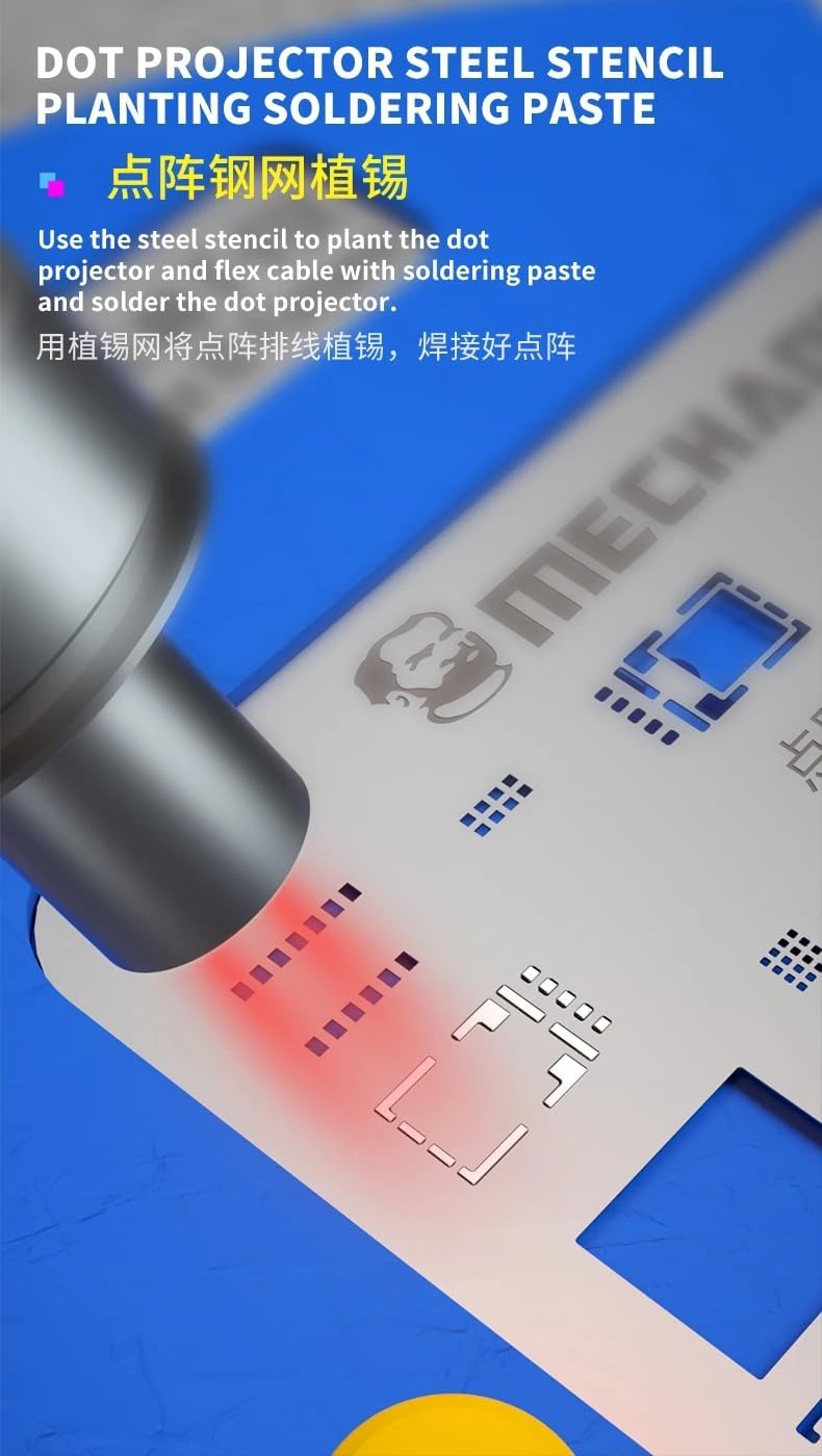Mechanic F-FIX Dot Matrix Fixture with Tin Template for iPhone X-14 Pro Max Face ID Repair BGA Reballing Stencil Soldering Platform WYLIE Tools 8 Pack