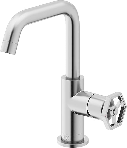 VIGO Ruxton VG01051BN - Grifo de baño de un solo mango de 9 pulgadas de alto en níquel cepillado