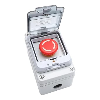 APIELE IP67 Outdoor Waterproof Button Switch Box Emergency Stop Button Switch with Protective Cover Anti-Misoperation Switch