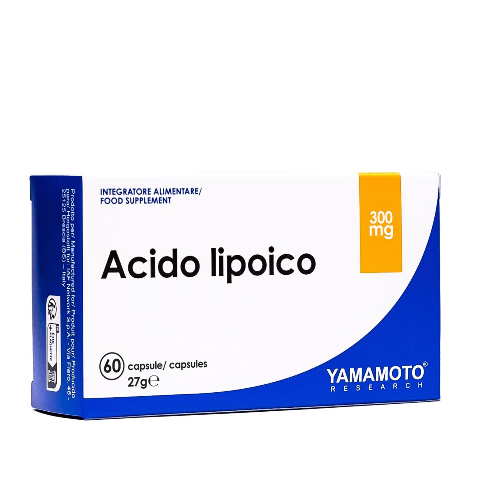 YAMAMOTO RESEARCH Acido Lipoico 60 Capsule, Integratore Alimentare Antiossidante che Apporta 200 mg di Acido Lipoico per Capsula, Protegge le Cellule dallo Stress Ossidativo