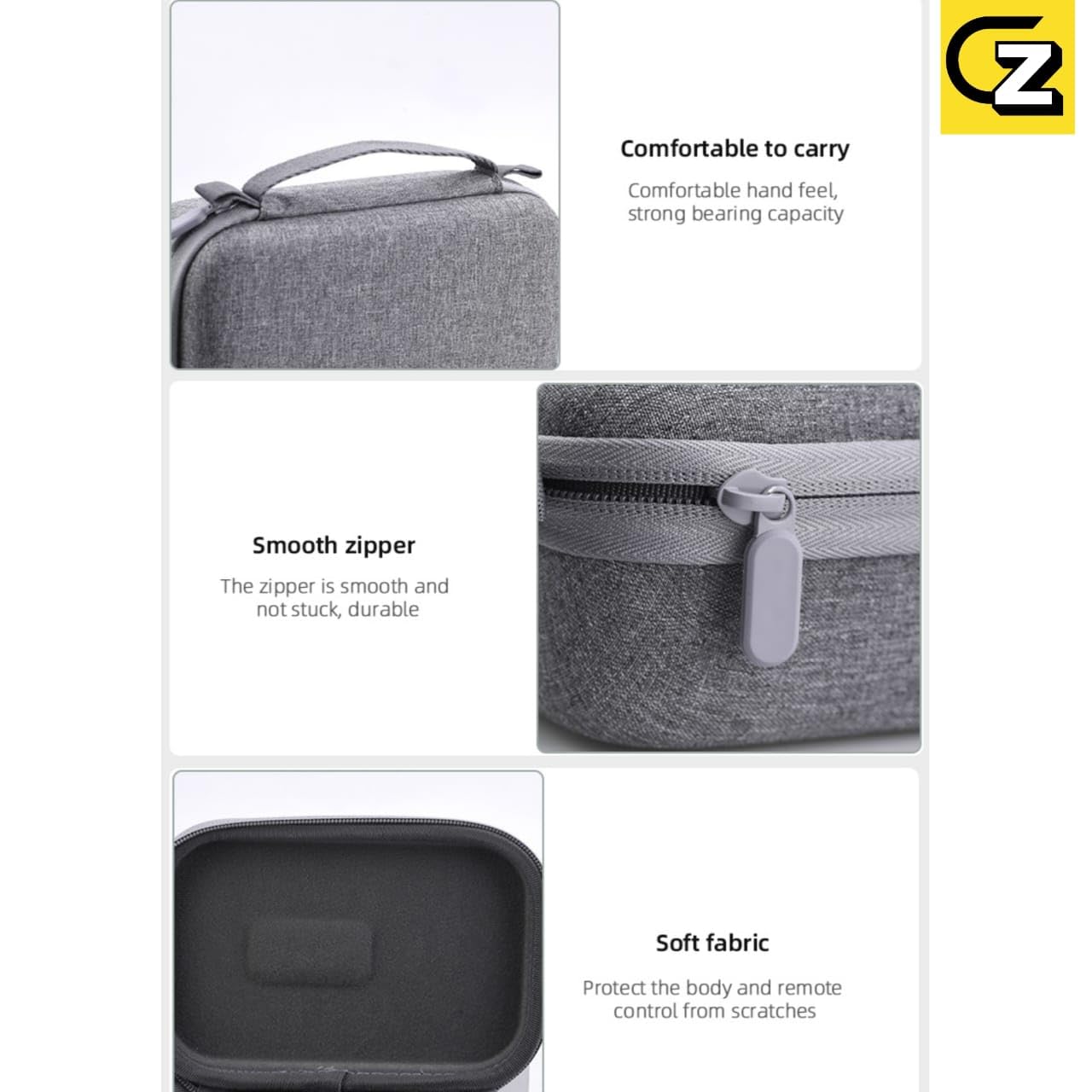 GetZget Fabric Sunnylife Carrying Case Bag for DJI Mini 3/Mini 3 Pro Drone - Portable Compact Storage Accessory for Air Travel, Grey 1