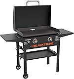 Blackstone 1883 Original 28” Griddle with Integrated Protective Hood and Counter Height Side Shelves, Powder Coated Steel, Black 2024 Model Griddle Only W/Hood