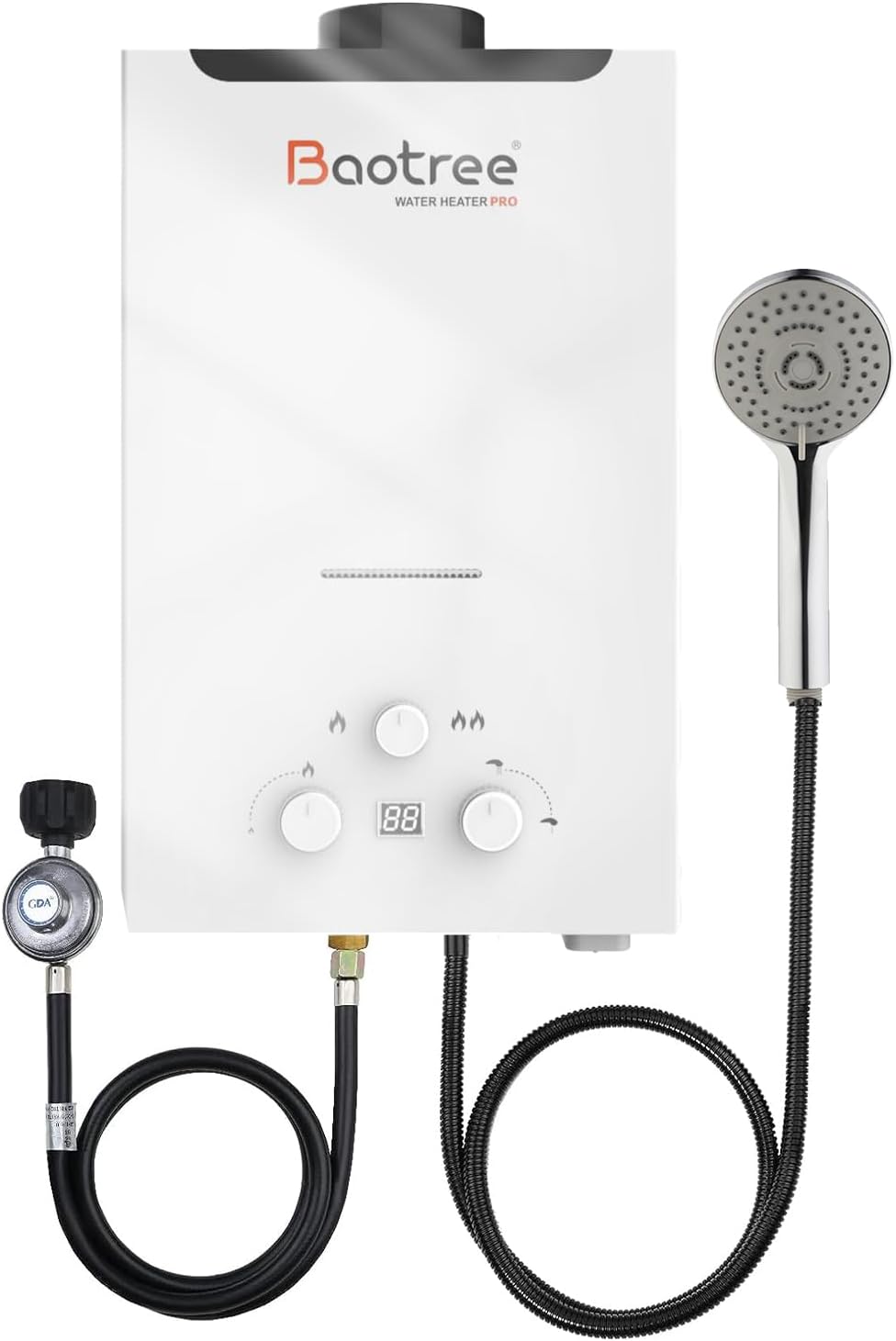 8L Tankless Water Heater Propane, 2.11GPM Instant Hot Gas RV Water Heater with Digital Display, Overheating Protection for Indoor and Camping,40824 BTU