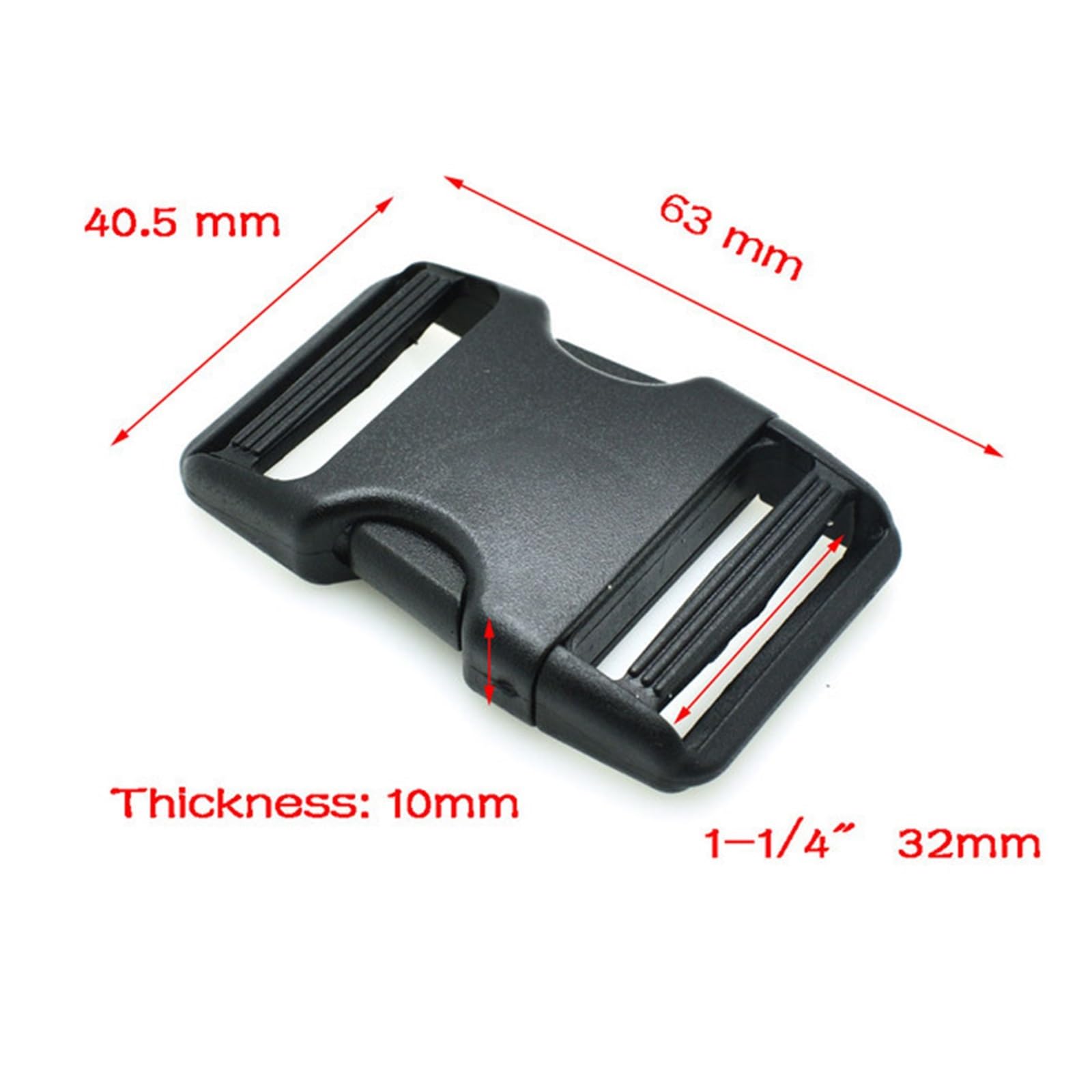 Schnallen und Clips für Rucksäcke 20mm 32mm 38mm Kunststoff Side Release Schnalle Clip for Gürtel Strap Nähen Zubehör Dual Einstellbar(Webbing Size 32mm,50pcs)