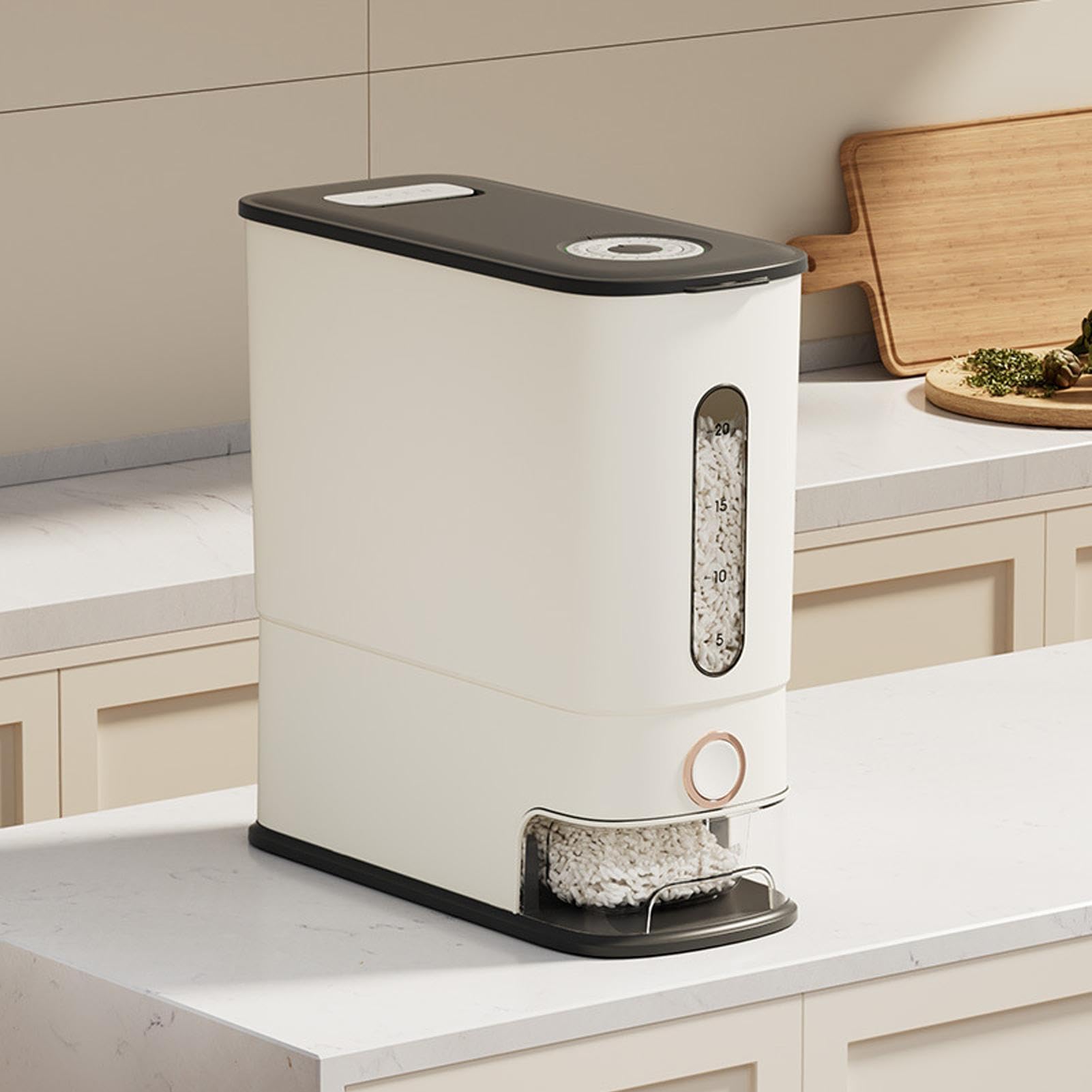 Dispenser Riso Sigillatura Ermetica a Pressione Contenitore per Cereali | Dispenser Per Conservazione Riso Per Cereali Alimenti Casa Cucina Cucina Sala Controsoffitto Dispensa Armadio Interno