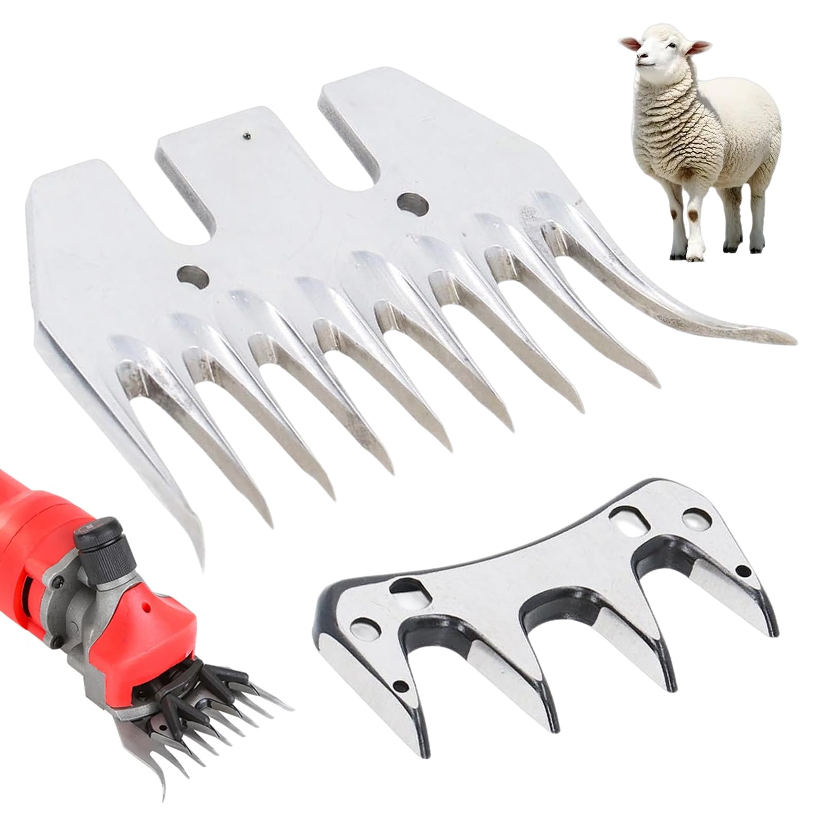 Lames de rechange pour cisailles à moutons,Coupe-laine électrique courbé à 9 dents,kit d'accessoires pour coupe-bordures pour moutons,chèvre tondeuse mouton tondeuse Lame de cisaille à mouton
