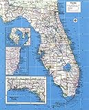 Large map of Florida State with Major Cities Laminated Poster Print-20 Inch by 30 Inch Laminated...