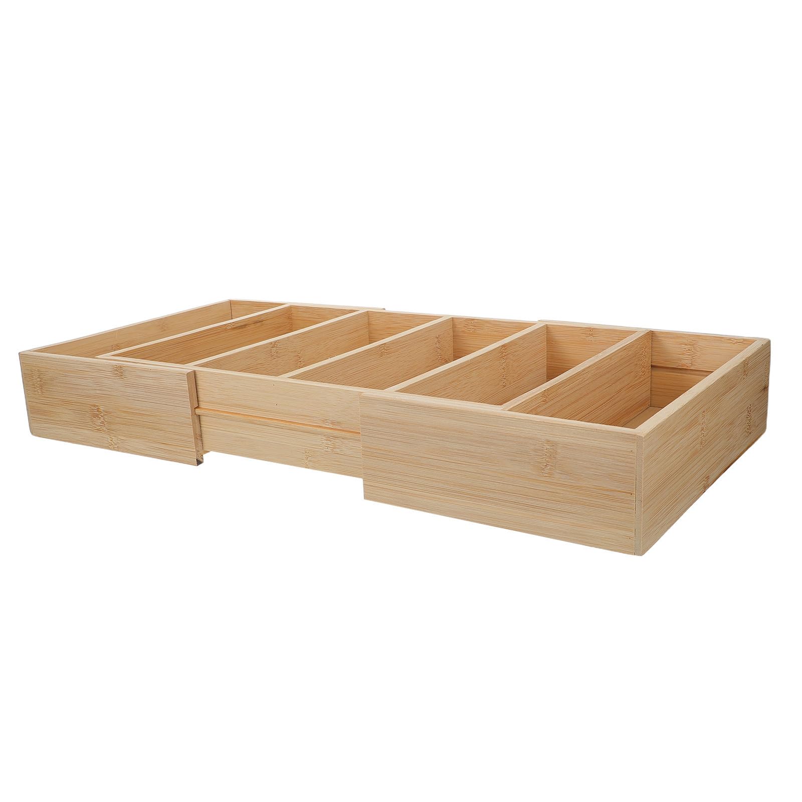 Caja de Almacenamiento Separador, Organizador para Almacenamiento de Alimentos, Bambú, Expandible, Divisor Ajustable, para Cocina y Despensa, Organización de Condimentos y Tapas