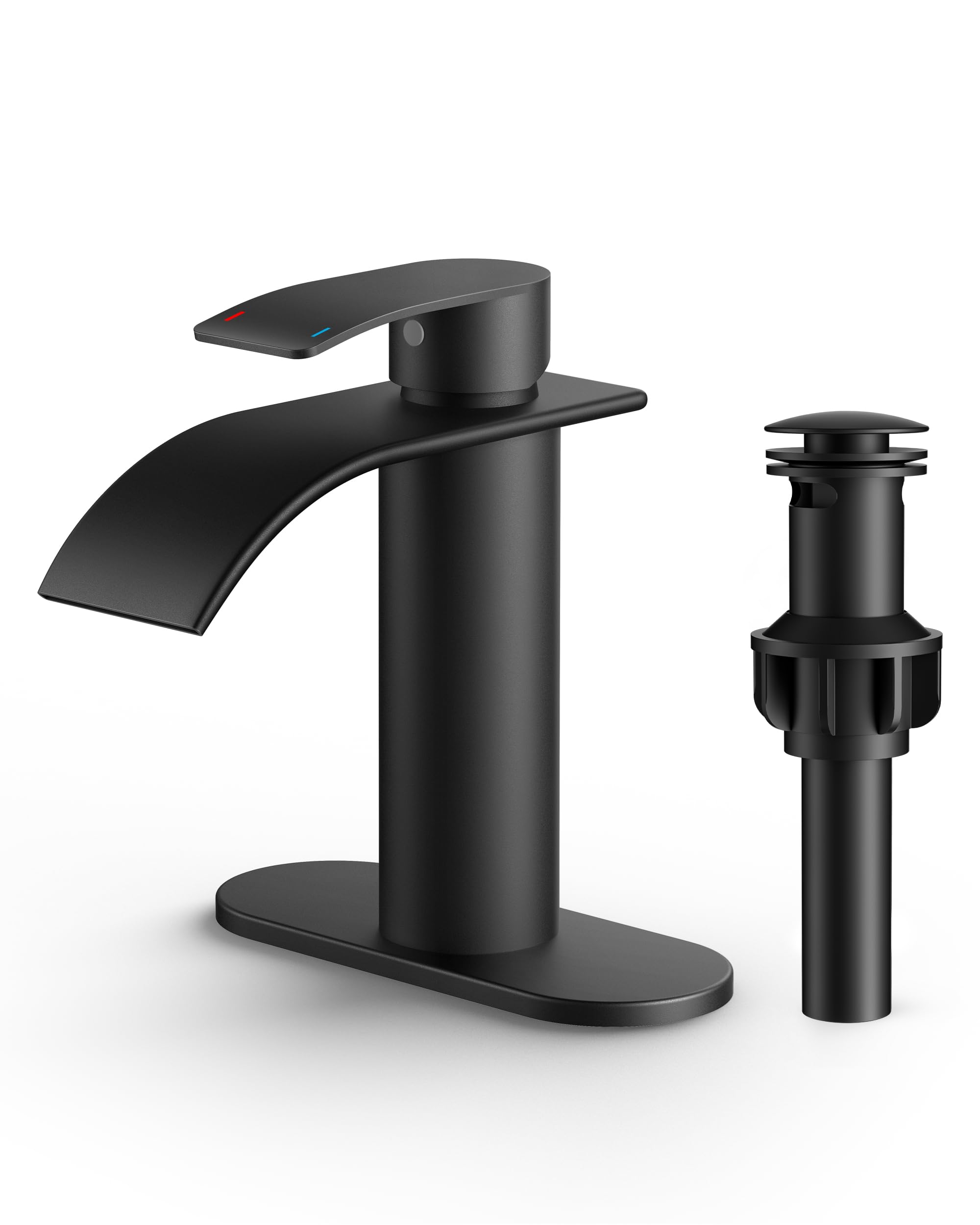 FORIOUS Waterfall Matte Black Faucet