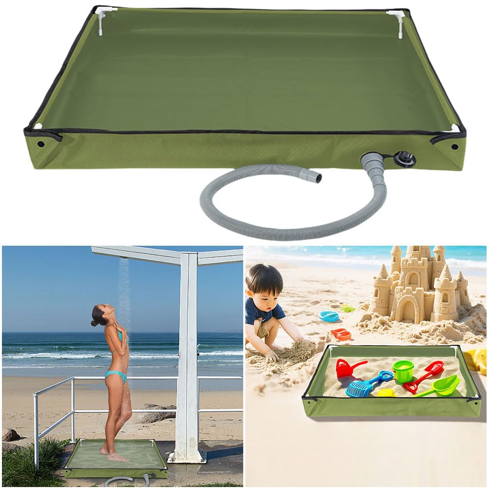 Receveur de douche portable 2 en 1 - Receveur de douche pliable avec tuyau de vidange pour camping, douche en plein air, tente - Idéal pour le camping-car, la plage, les animaux domestiques et les