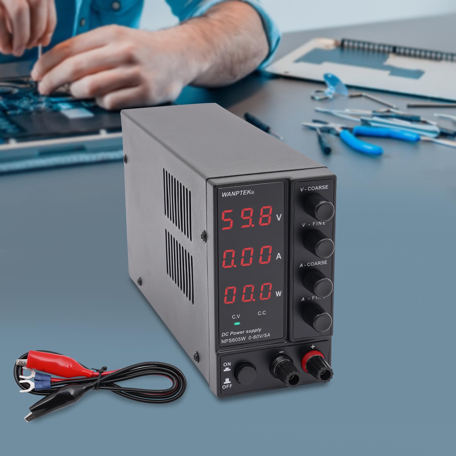 Zasilacz sieciowy DC 0-60 V, regulowany wskaźnik LED z precyzyjnym urządzeniem, automatyczne przełączanie C.V. C.C. do warsztatu domowego, laboratorium, test akumulatora, wydajne zasilanie