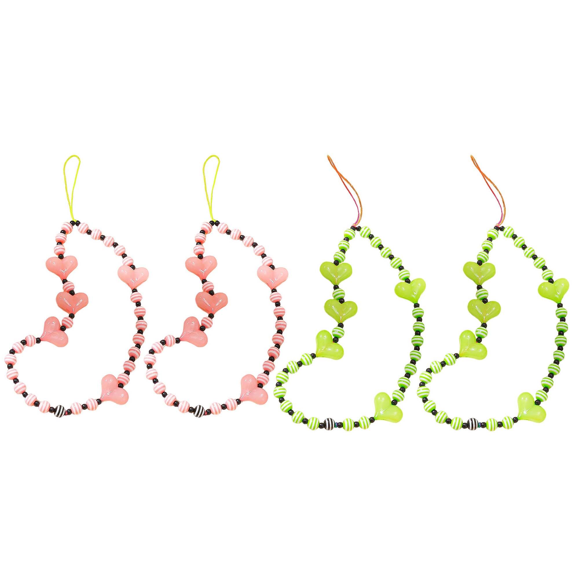 Staqlo 4PCS Handmade Heart Beads Phone Charm - Cute Colorful Phone Bracelet Lanyards and Wrist Straps zlax-1155
