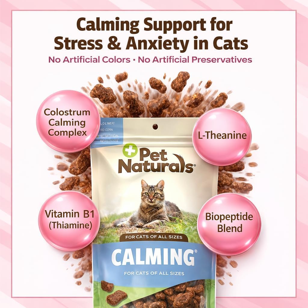 Pet Naturals Calming Chews for Cats, 30 Chicken Liver Flavored Soft Chews, Behavioral Support and Anxiety Relief for Travel, Boarding, Vet Visits and Thunderstorms, Non-Sedating Stress Relief - image 2