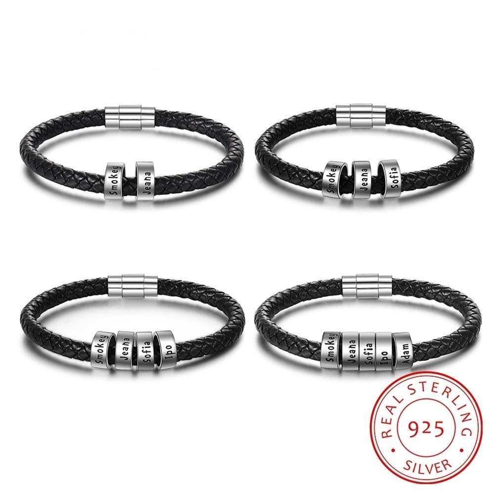 personaレザーブレスレット&スターリングシルバーチャームビーズ20個