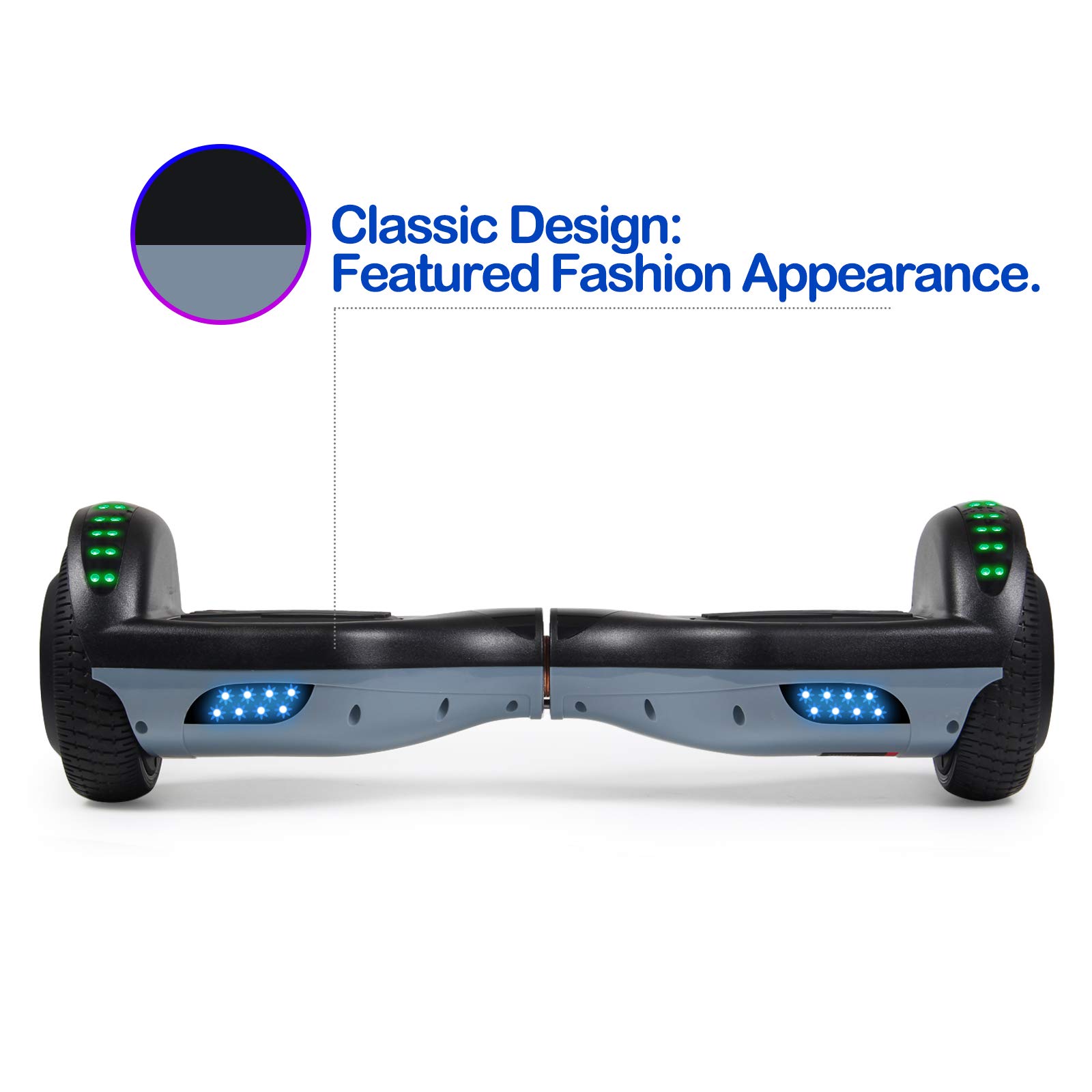 SISIGAD Hoverboard with Bluetooth Speaker and Led Lights, Smart 6.5