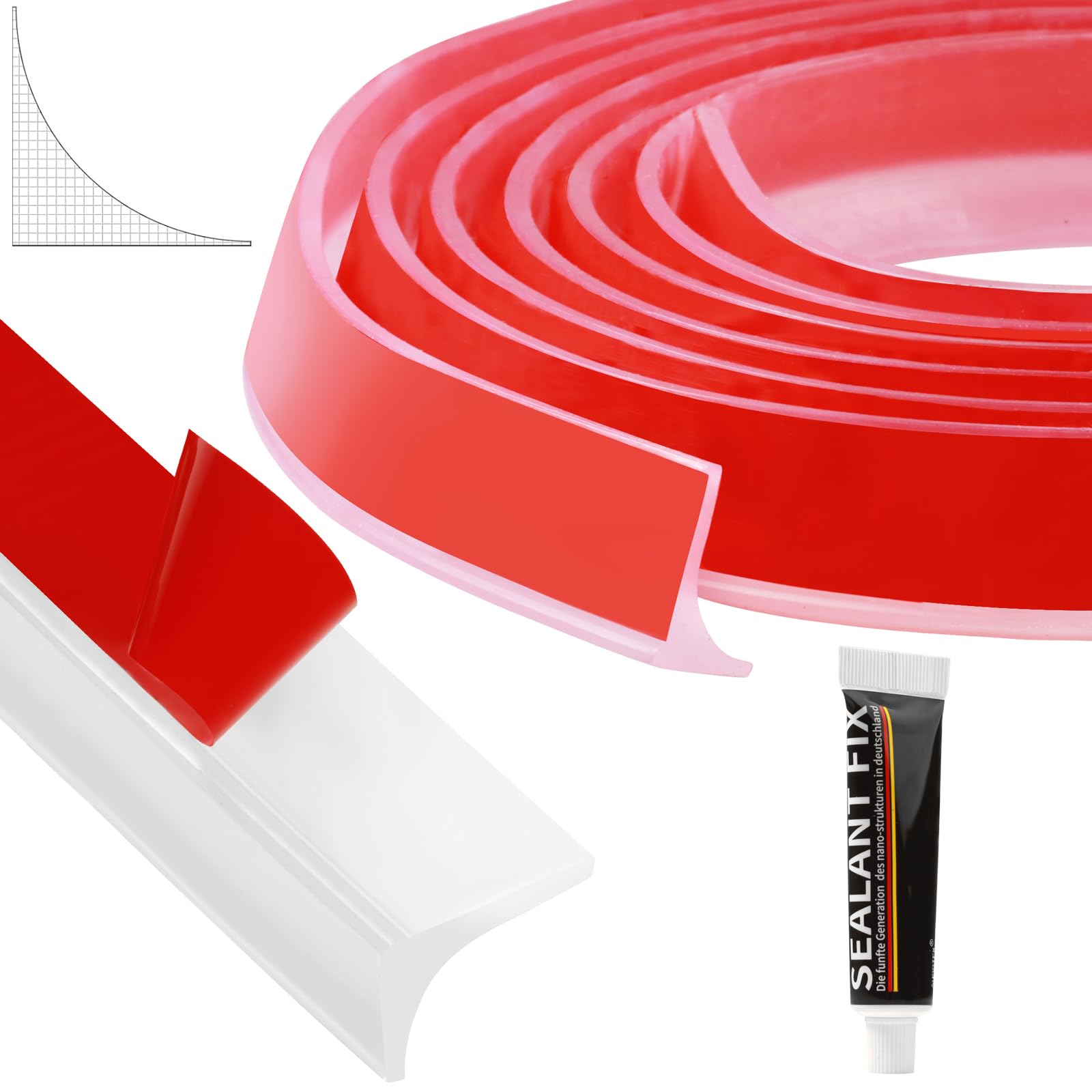 WENXINWIN 1.5M Bendable Shower Threshold - Transparent Self-Adhesive Silicone Wet Room Floor Barrier/Shower Water Barrier with 20g Glue for Bathroom, Kitchen, Shower Tray