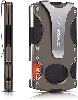 Extremus Tactical Wallet, Carbon Fiber Wallet, Money Clip, RFID Blocking Technology, Carbon Fiber and Stainless-Steel Cons...