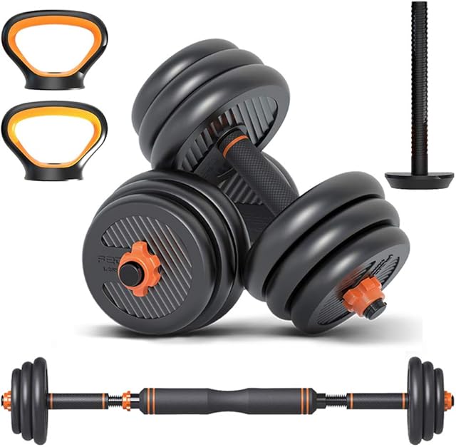 Wind Greeting 6 in 1 Dumbbell &Kettlebell & Barbell Set,25kg Adjustable Dumbells Weights Set, Four Fitness Modes Perfect for Home Gym Exercise and Strength Training