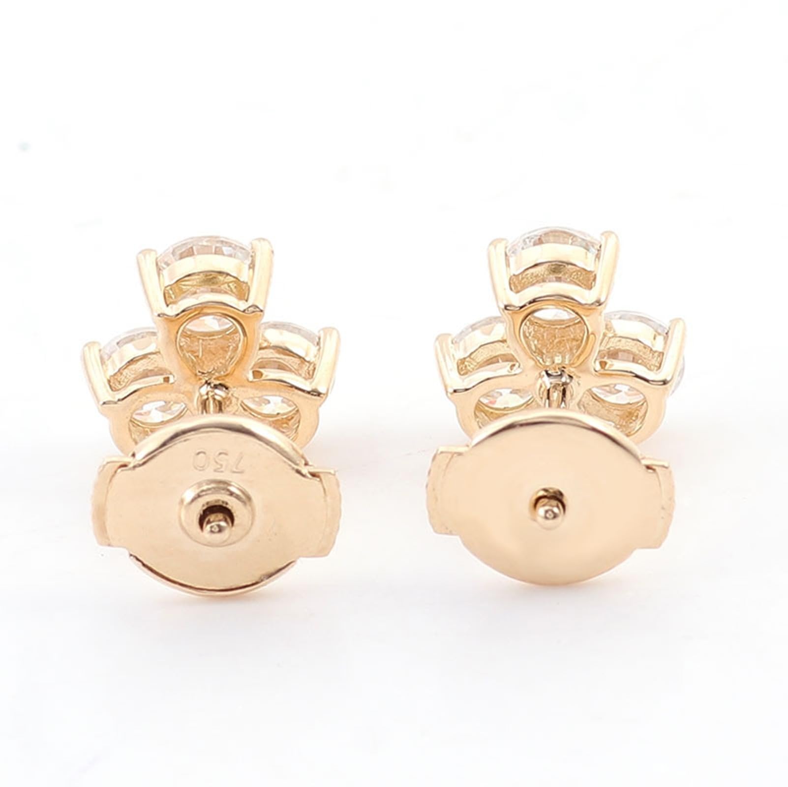 Epinki Pendientes Oro 9K/14K/18K Mujer, 0.2/0.3ct Moissanita Blanca Redonda 3 Piedra Preciosa Pendientes Joyería