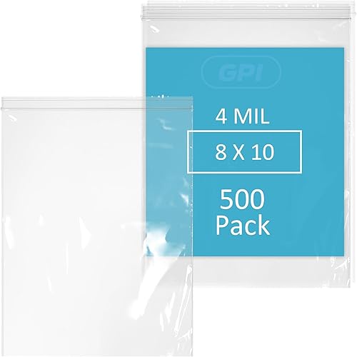 Miniatura 30 de GPI - 100 bolsas con cremallera de 5 x 10 pulgadas, resistentes de 4 mil de grosor, bolsas de polietileno transparentes con cierre resellable