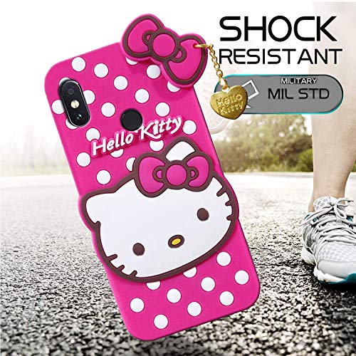 Image of Unirock Hello Kitty Back Case Cover for MiA2| 3D Cute Hello Kitty Case |Soft Silicone Rubber Back Cover with Pendant Kitty Cover for MiA2 (Pink)
