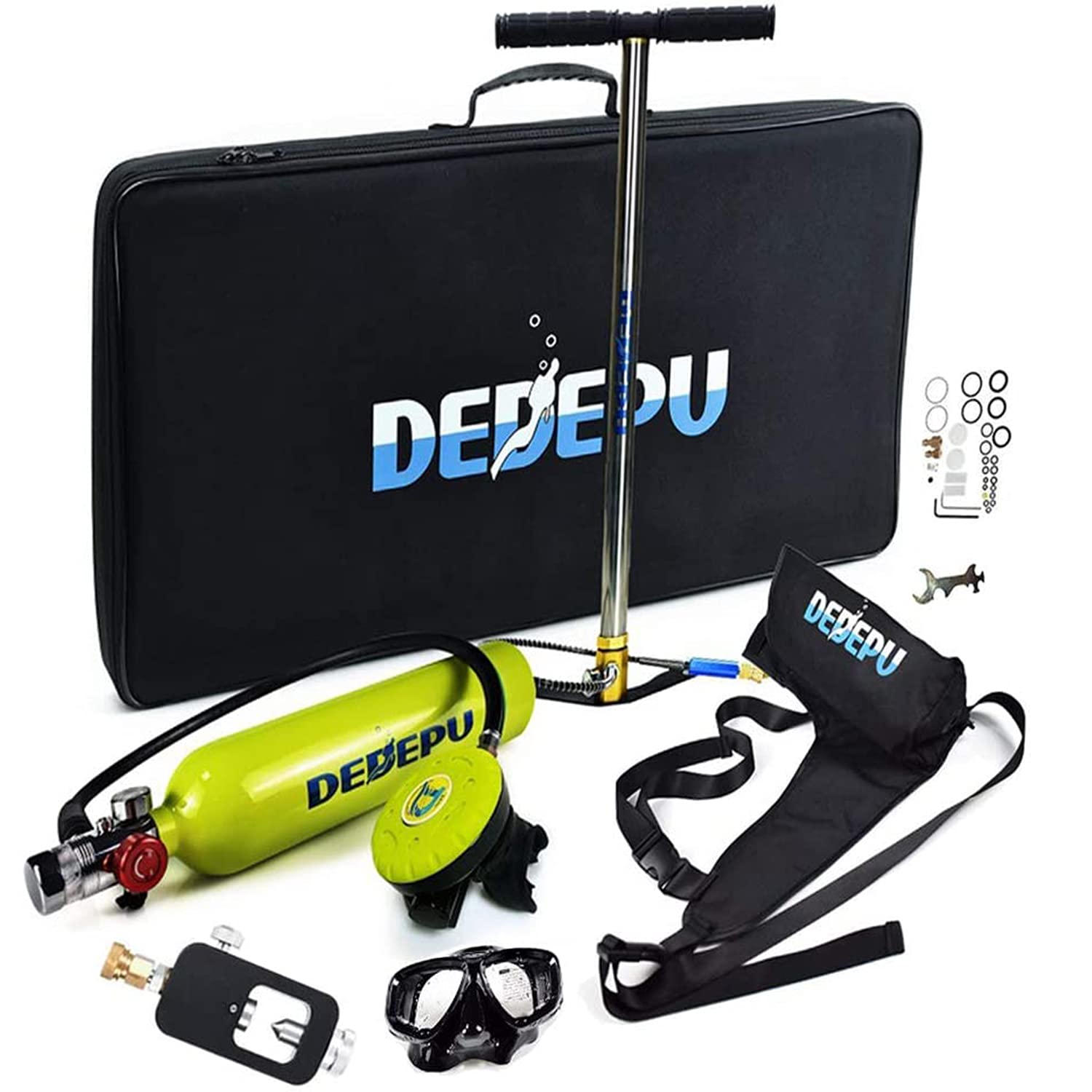 1L Mini Scuba Tank Dive Cylinder, Scuba Diving Tank Equipment with 15-25 Minutes, Oxygen Underwater Breathing Device with Refillable Design