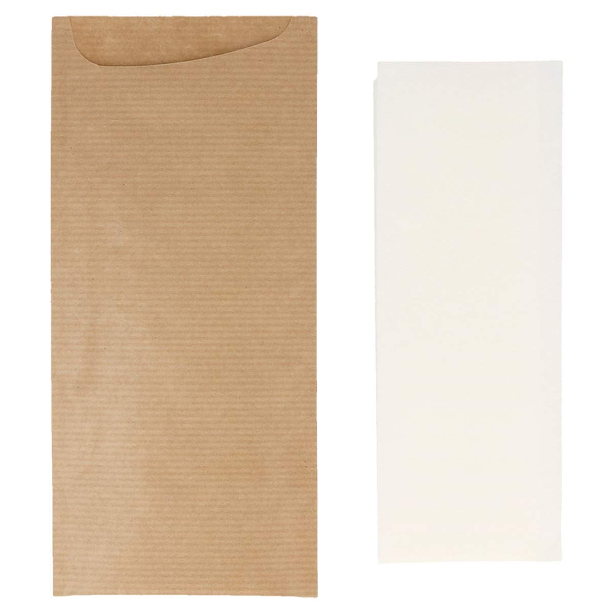 García de Pou 223.19 - Sacs Couverts + Serv. Blanche 'Just In Time' 80+10Pe G/M2 8,5X19,5 Cm Naturel Kraft Vergé - 250 unités