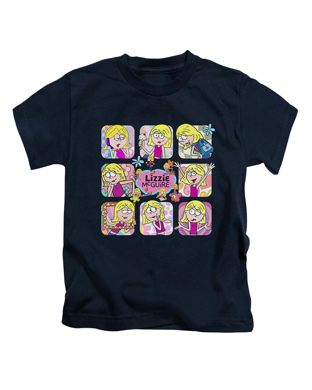 Montage Squares Lizzie McGuire Meme Viral Novelty Tee T-Shirt Funny Unisex T Shirt Top Navy Blue
