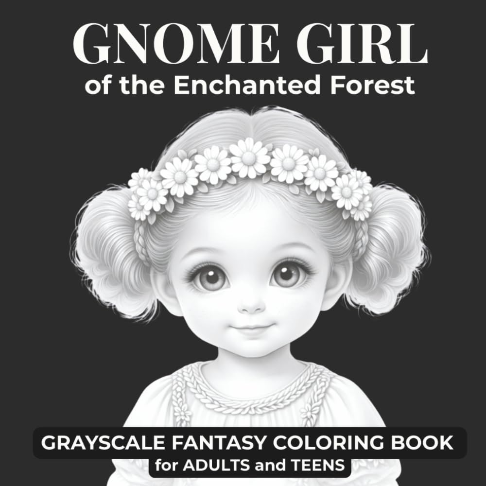 Gnome Girls of the Enchanted Forest: A Grayscale Fantasy Coloring Book for Adults and Teens Featuring Magical Gnome Girl Portraits, Unicorns, and ... (Grayscale Fantasy Coloring Collection)