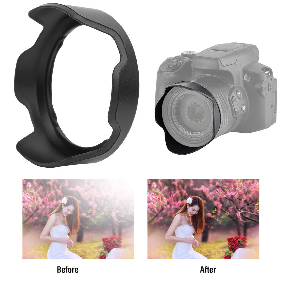 Camera Lens Hood, Quality Plastic Material, Prevents Unwanted Light, Avoids Damage