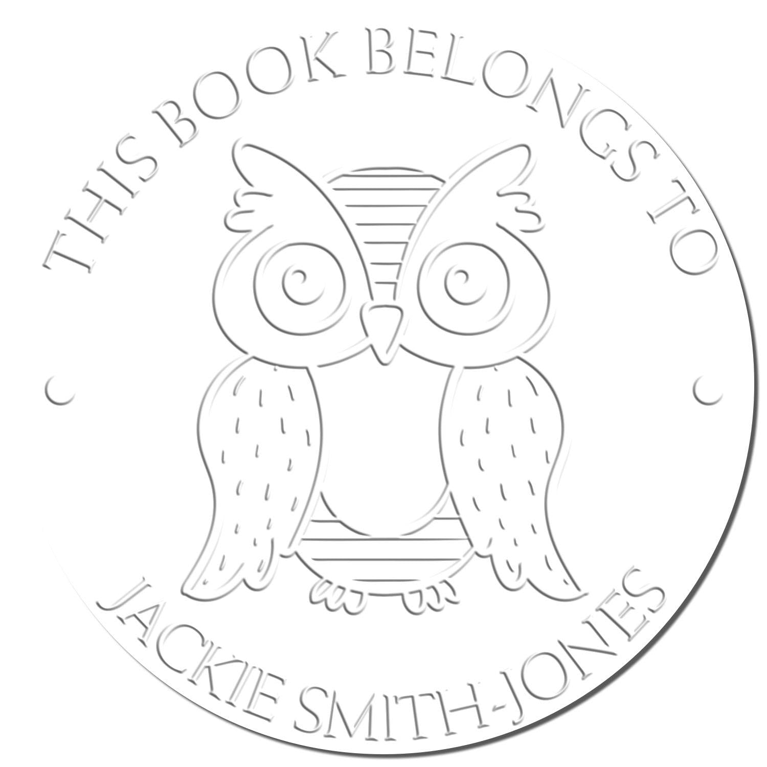 Customized Book Property Paper Embosser - Hybrid Playful Owl Design, Personalized Library Embossing Seal, Round 1-5/8 Size, Ergonomic Handle - Ideal for Reading Enthusiasts, Book Lovers, Librarians
