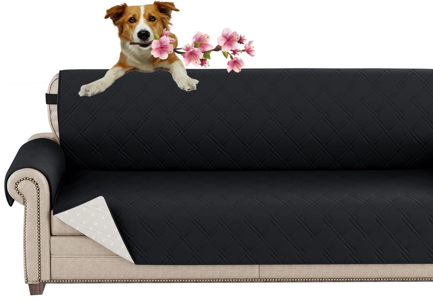 Housse canapé protecteur matelassé au design réversible