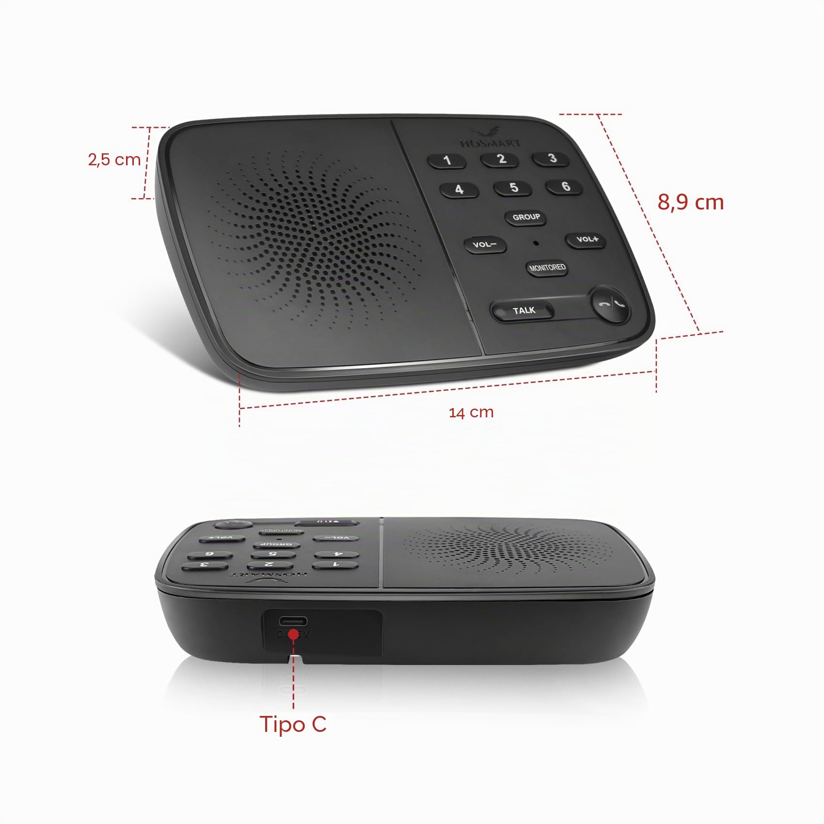 Hosmart UltraSpeak Intercoms Wireless Casa Full Duplex, Portata 1200 piedi Sistema Intercom bidirezionale in tempo reale (3 confezioni)