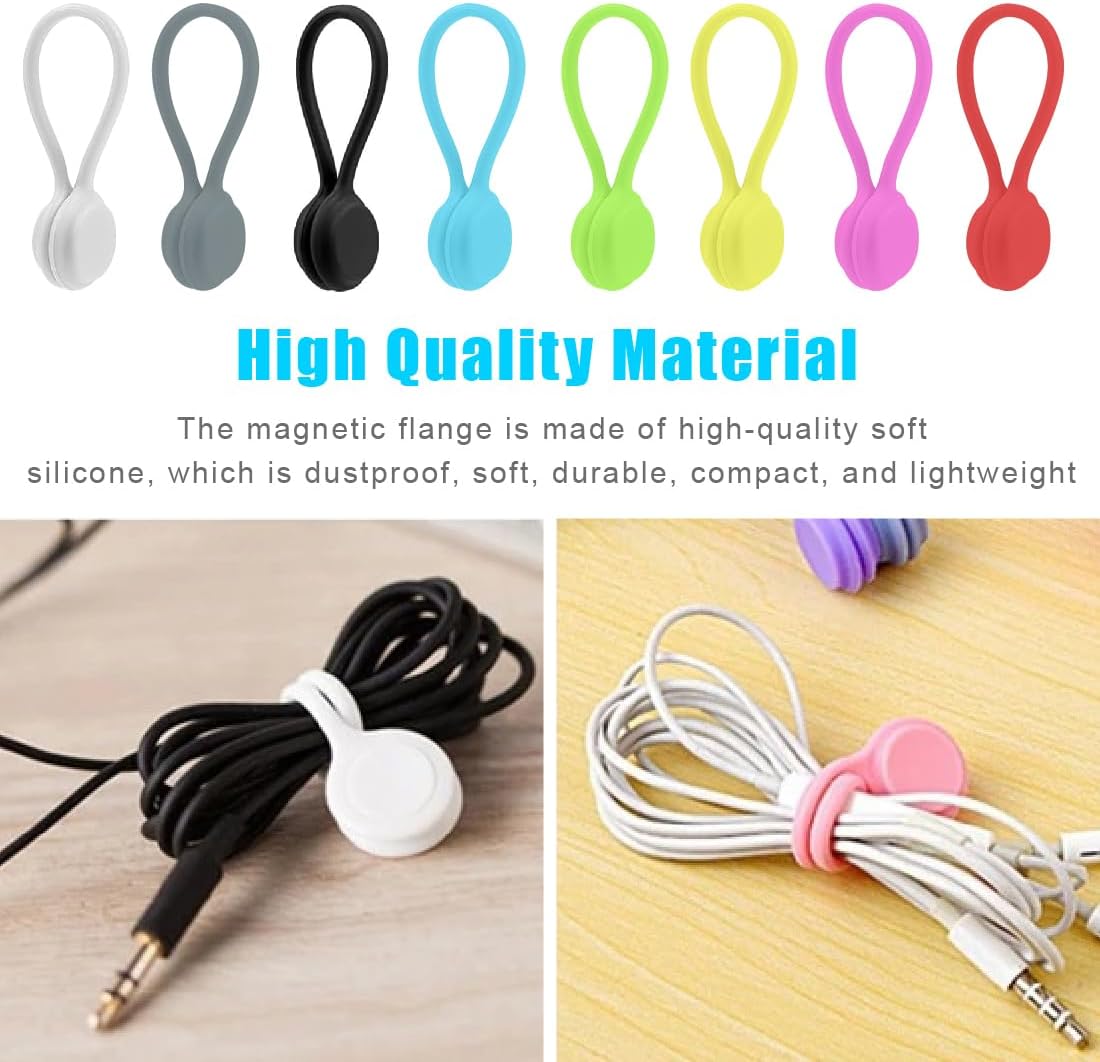 Lot de 8 Enrouleurs Magnétiques: Organisez Vos Câbles à la Maison et à l'École - Image détaillée