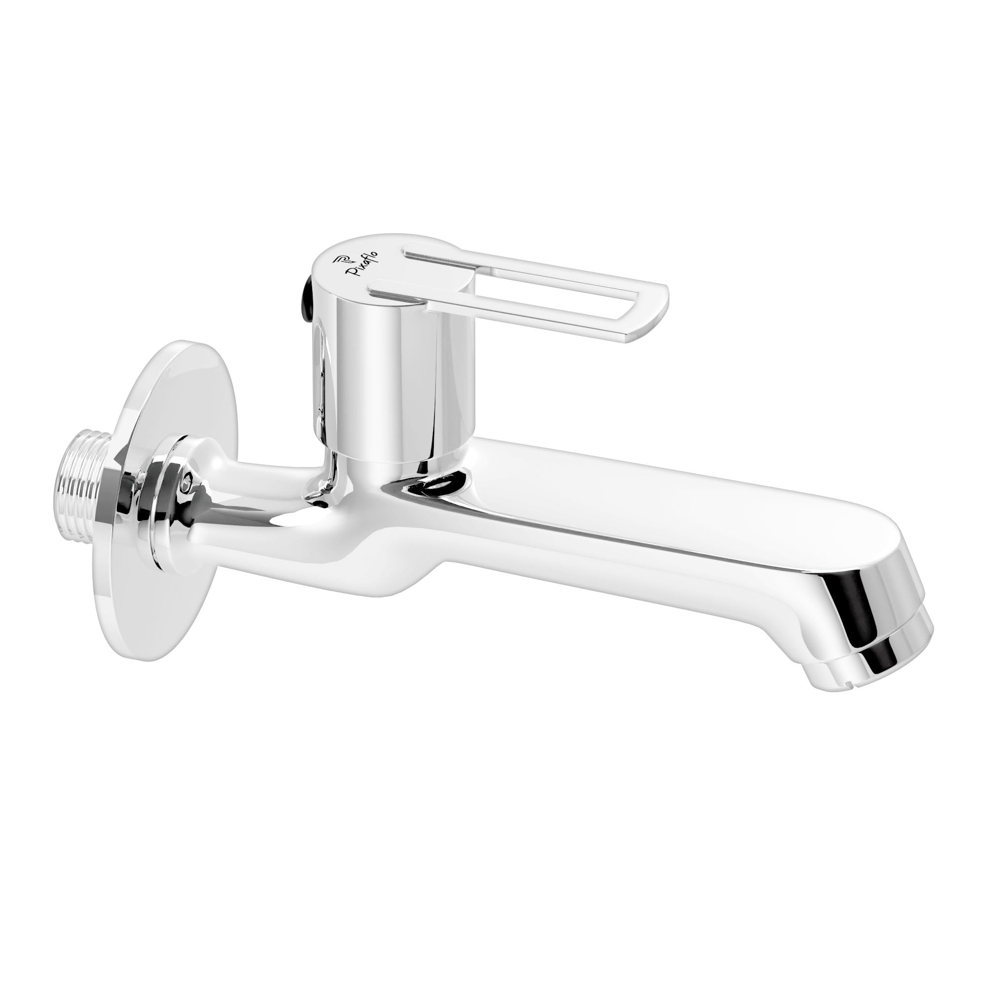 Pixaflo Stellar Brass Long Body Bib Cock Tap with Wall Flange | Chrome