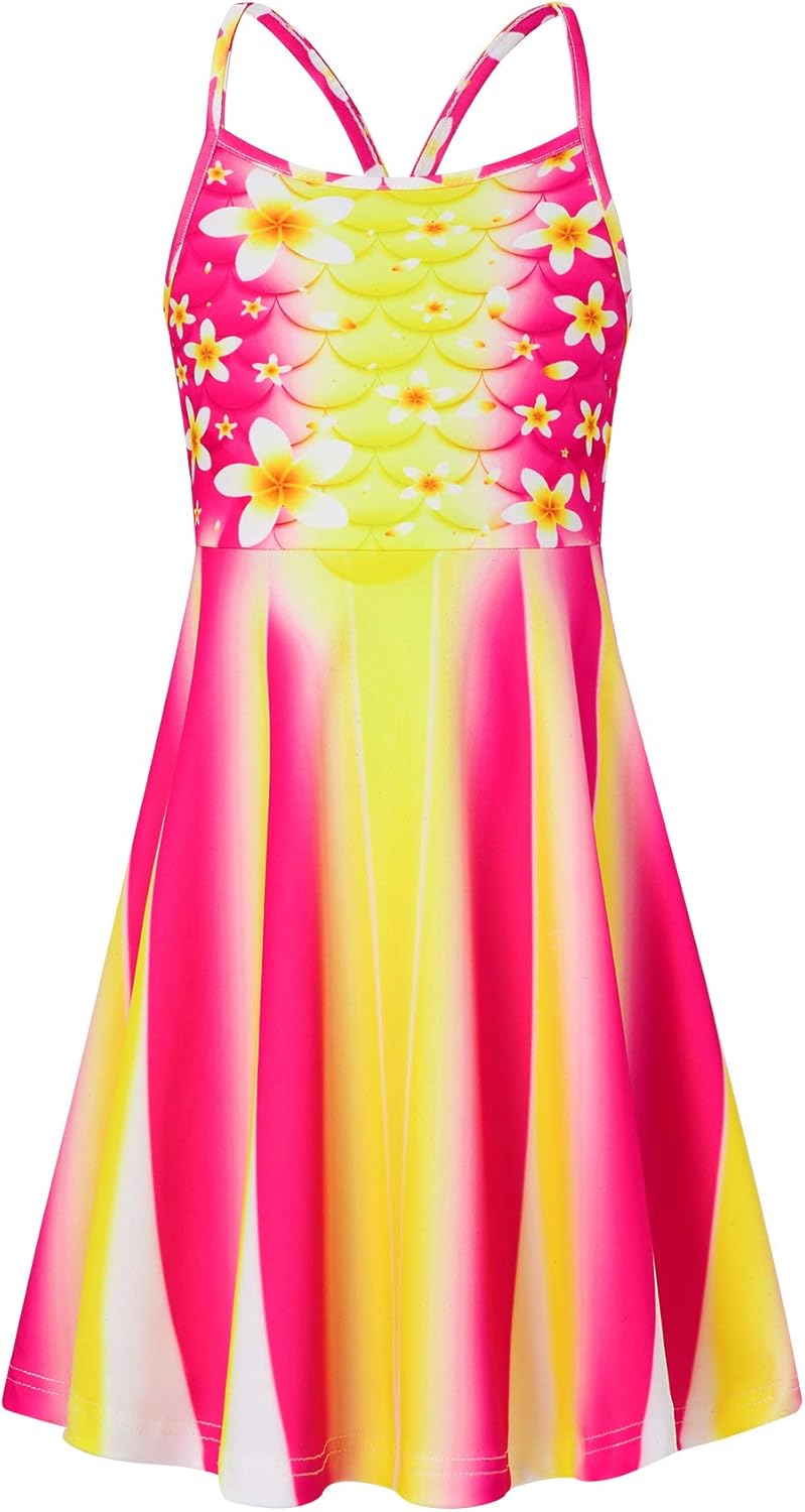 Girls Summer Sundress Adjustable Strap Cami Dress Spaghetti Strap Dresses Size 4-13