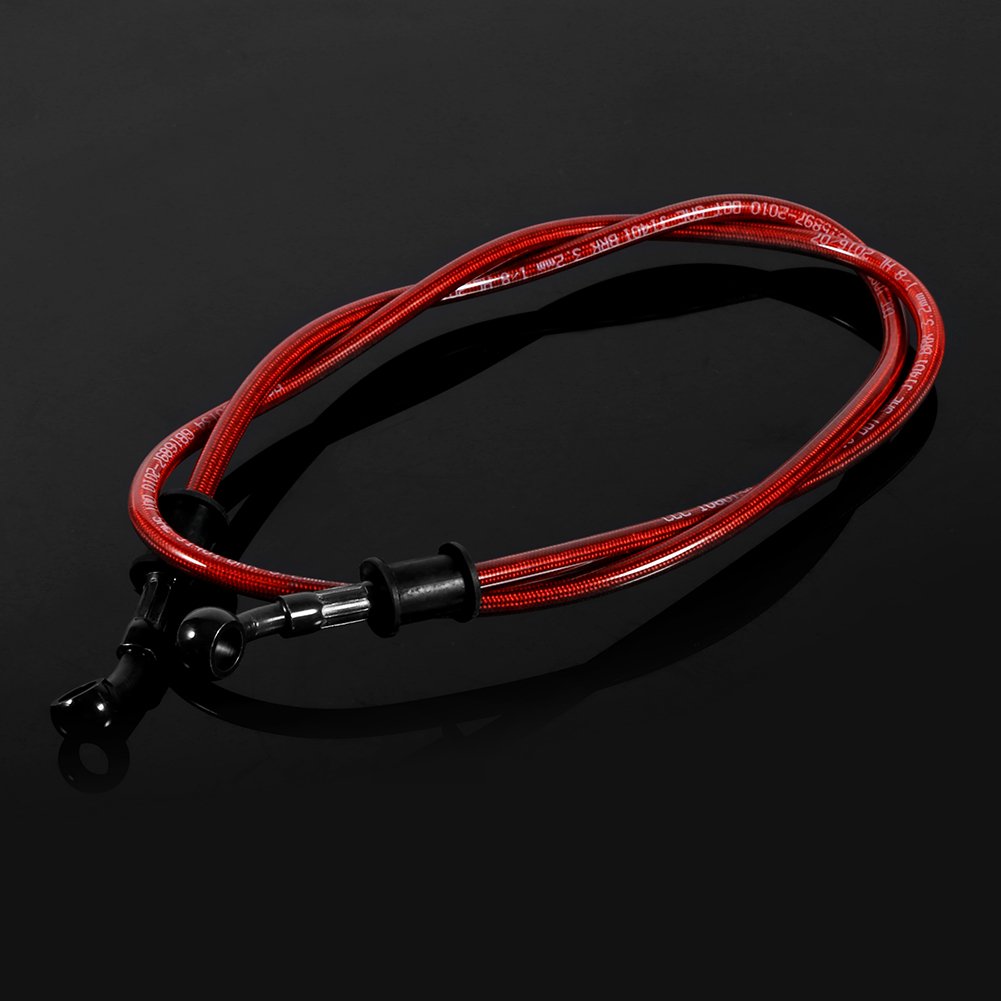 Tubo Freno per Motocicletta, Acciaio Intrecciato + PVC, Rosso, 1200 mm, 10 mm Banjo Dia, 1 Pezzo