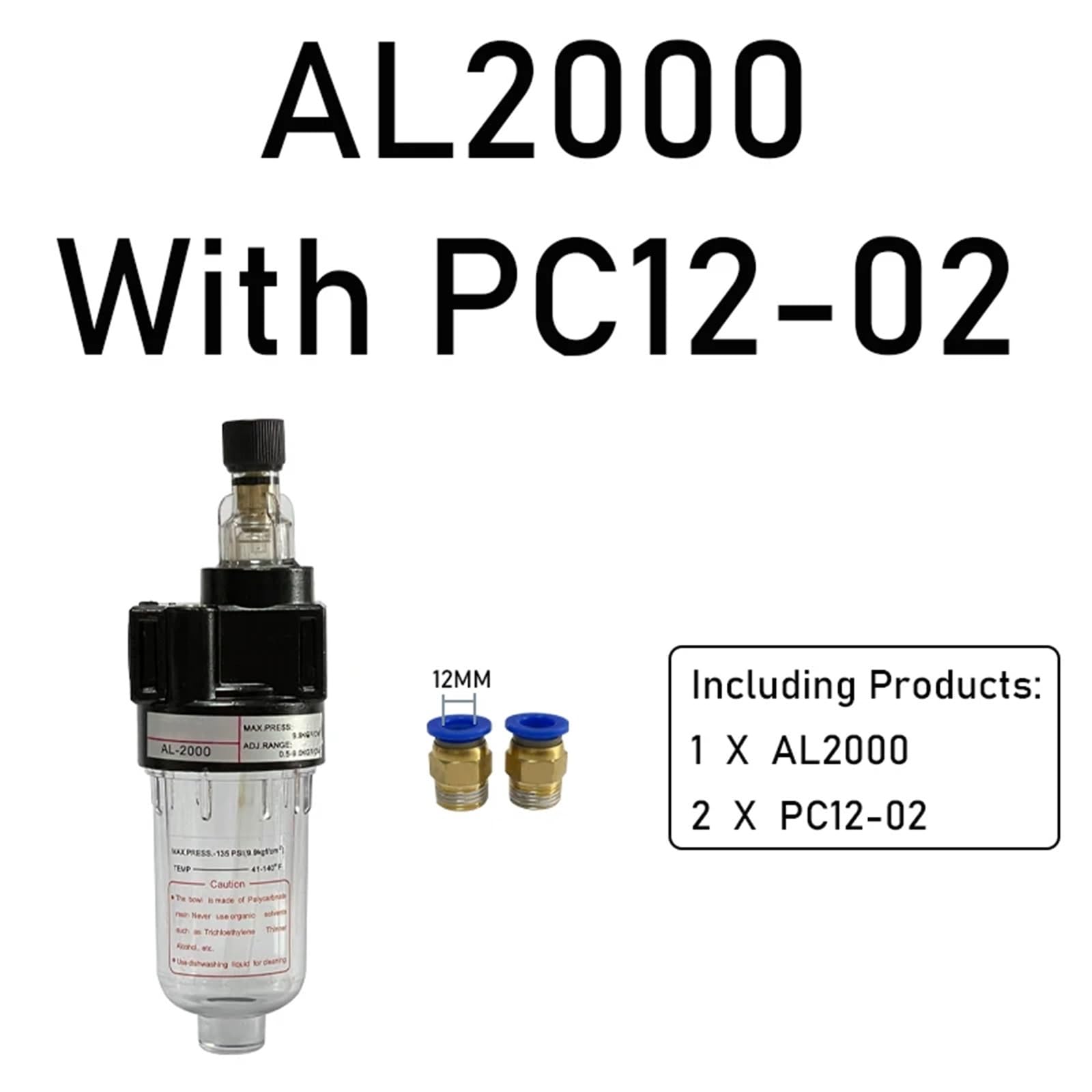 AL2000 regulator olejarki, filtr sprężonego powietrza, sprężarka powietrza, reduktor ciśnienia 1/4" (12 mm)