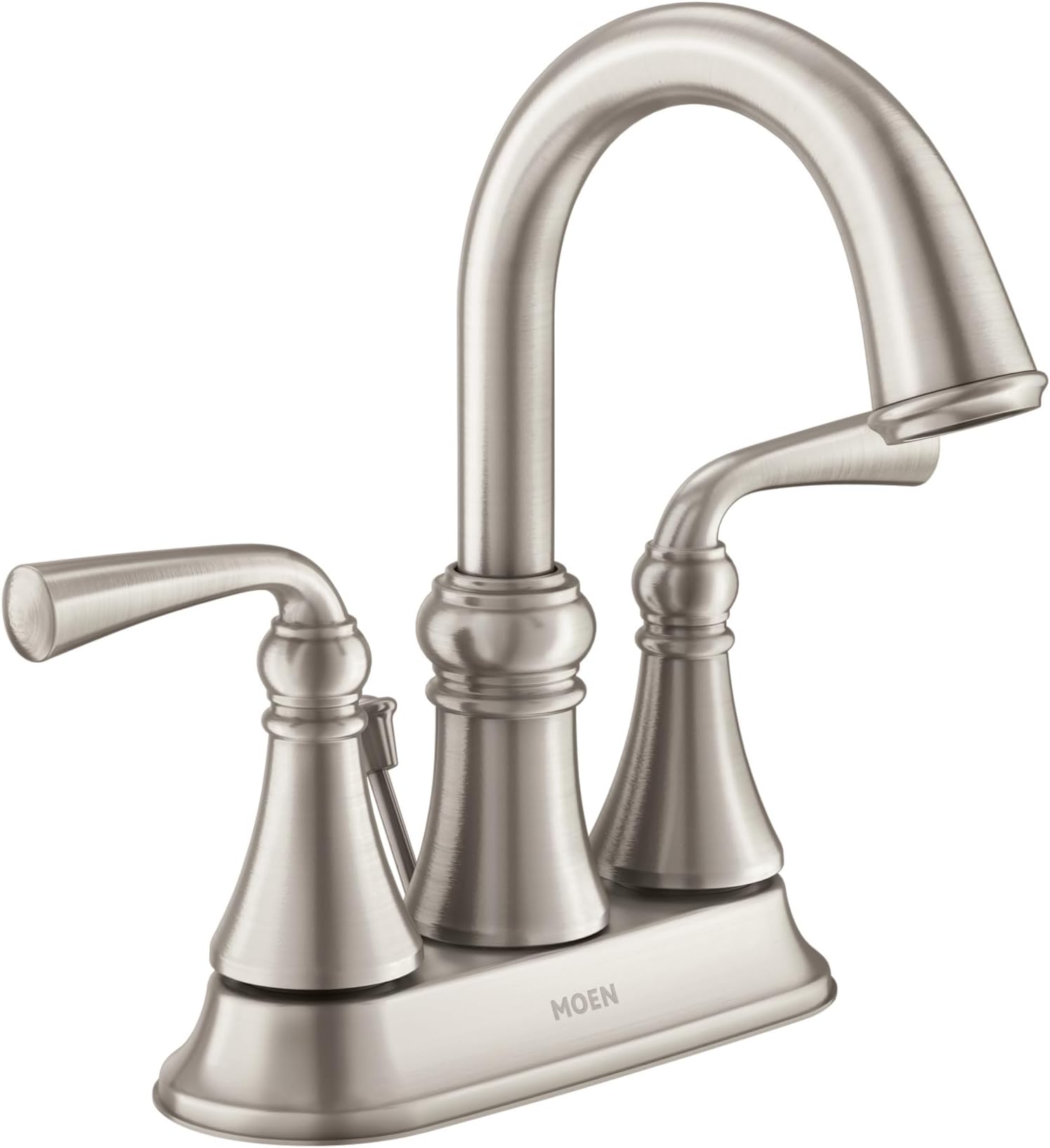 Moen WS84850SRN Wetherly Two-Handle Centerset Bathroom Faucet with Drain Assembly, Spot Resist Brushed Nickel