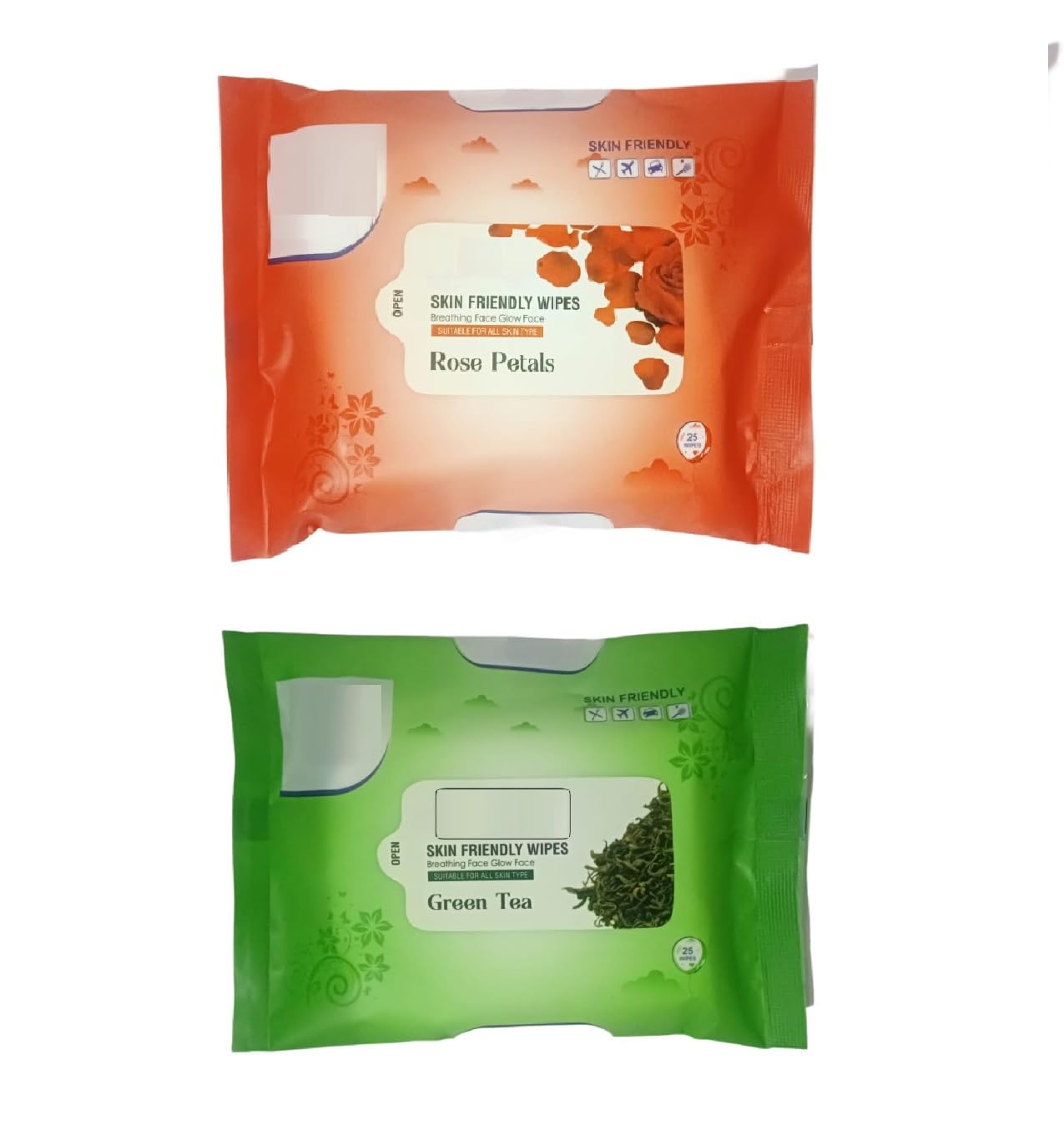 Skin Friendly Wipes Breathing Face Glow Face Suitable For All Skin Type Rose Petals + Green Tea (50 Wipes)-image-16