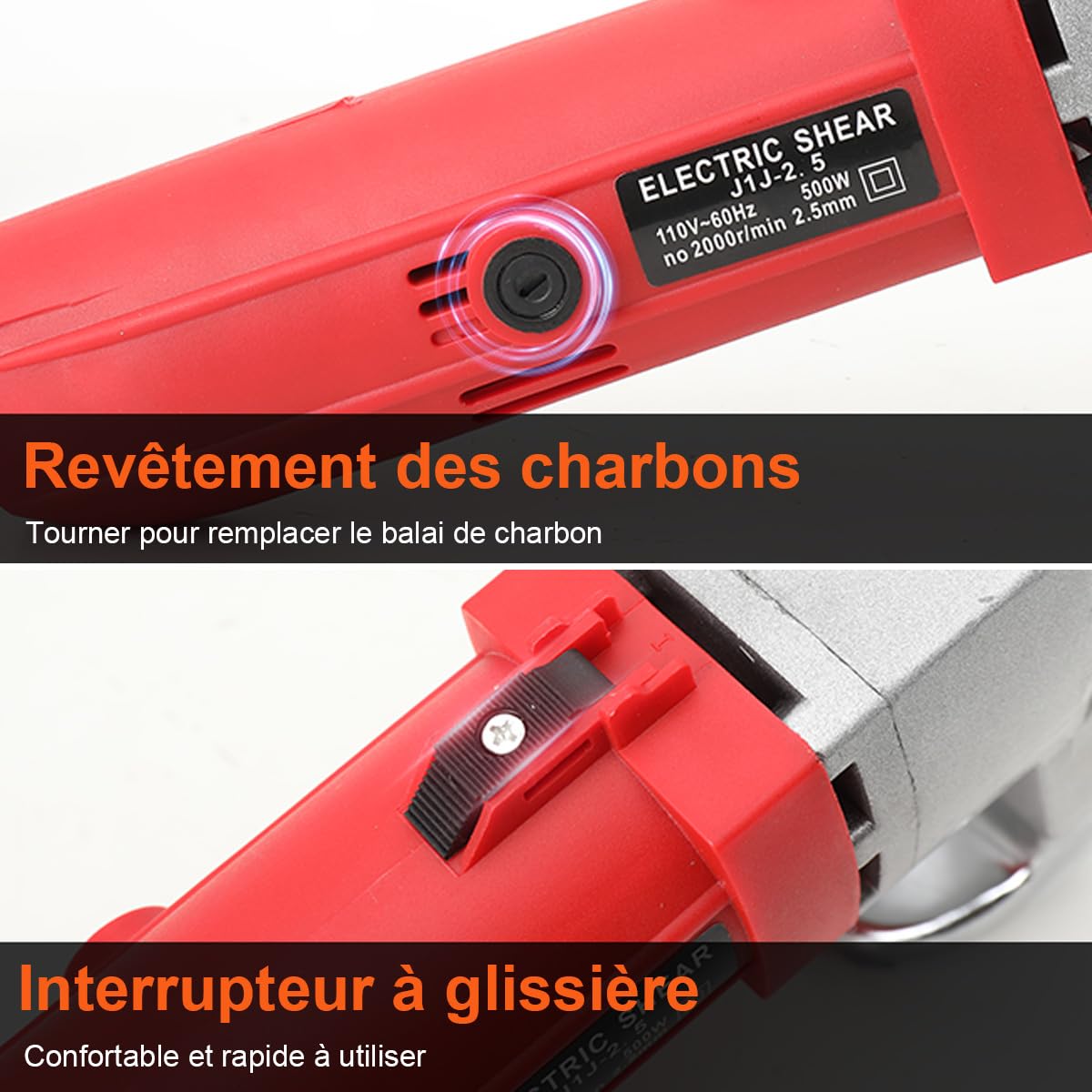 Cisaille électrique 500W Grignoteuse à Métal 2000tr/min Coupe 2,5 mm