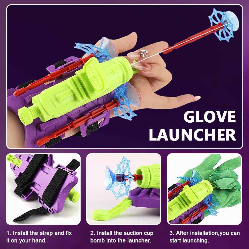 Set De 2 Guantes Lanzadores De Telarañas Con Dardos De Ventosa – Juguete De Superhéroes Para Niños, Alcance De Hasta 5 Metros